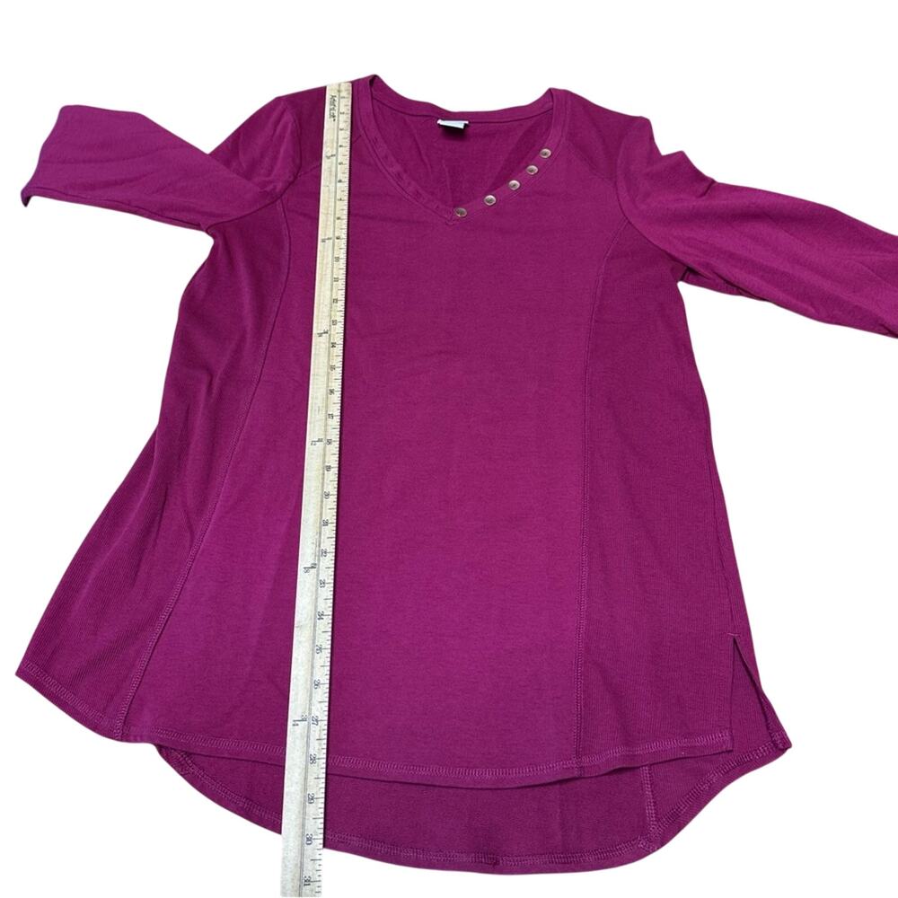 Chico's Zenergy Sz 1 US 8/10 M Long Sleeve Tunic‎ Top Pink V-Neck Basic Capsule - Picture 7 of 7